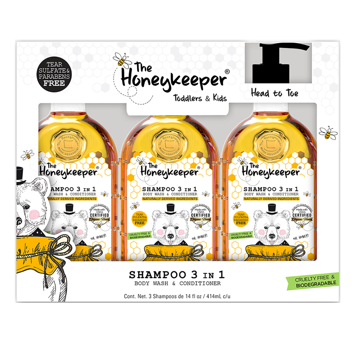 Shampoo Orgánico 3 Piezas Para Niños The Honey Keeper