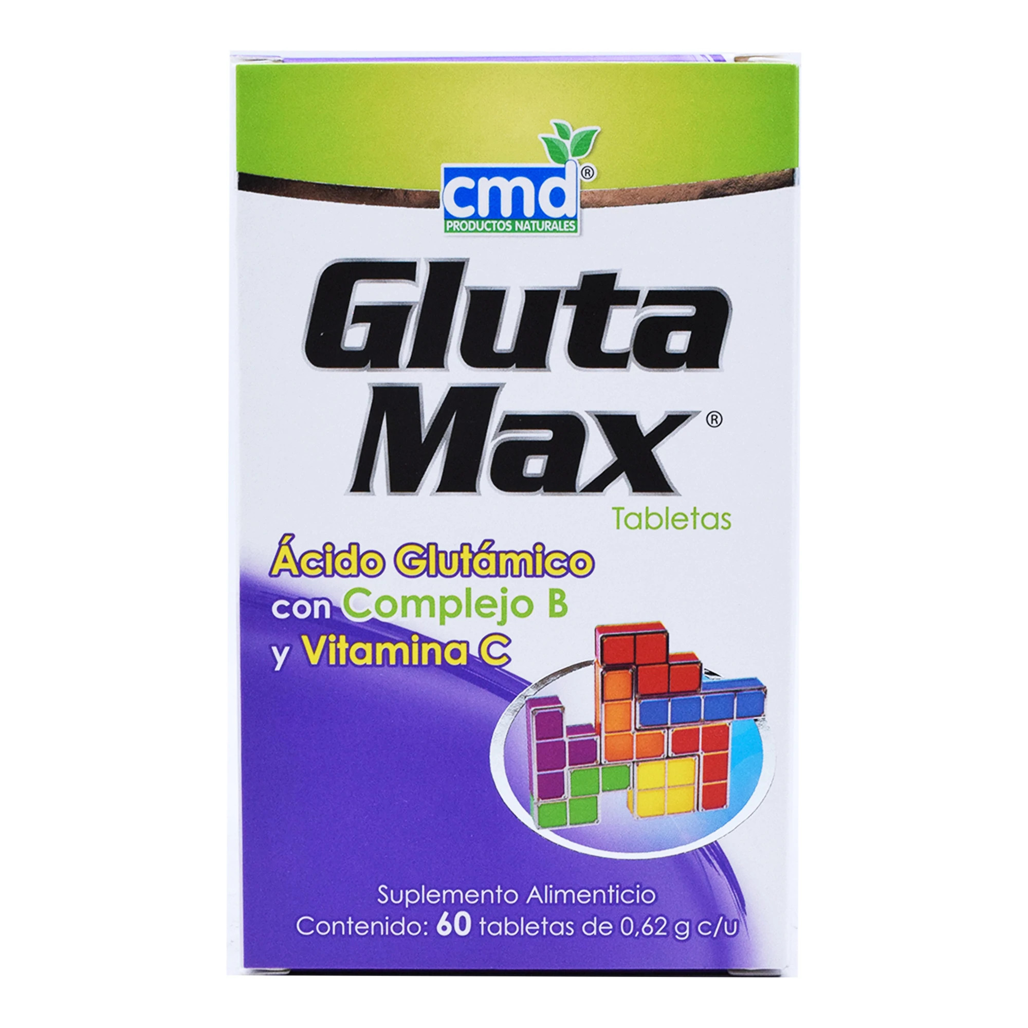 Glutamax Grageas, 60 Grageas, 0.62 g c/u, Acido Glutamico, Complejo B y Vitamina C