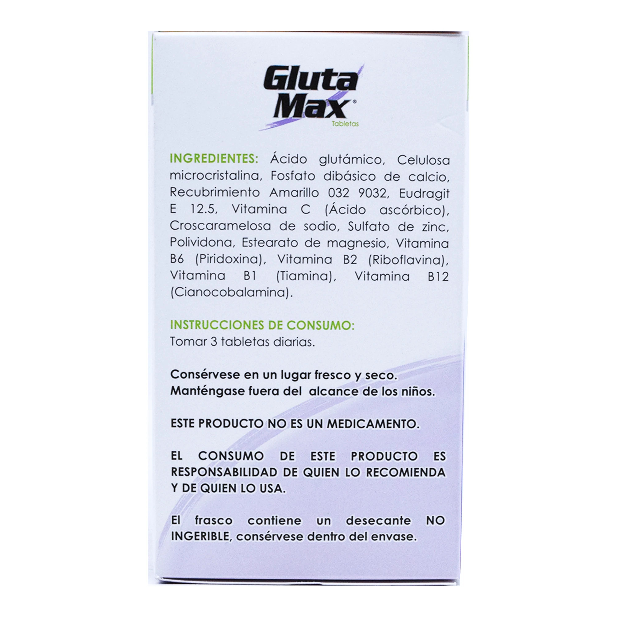 Glutamax Grageas, 60 Grageas, 0.62 g c/u, Acido Glutamico, Complejo B y Vitamina C