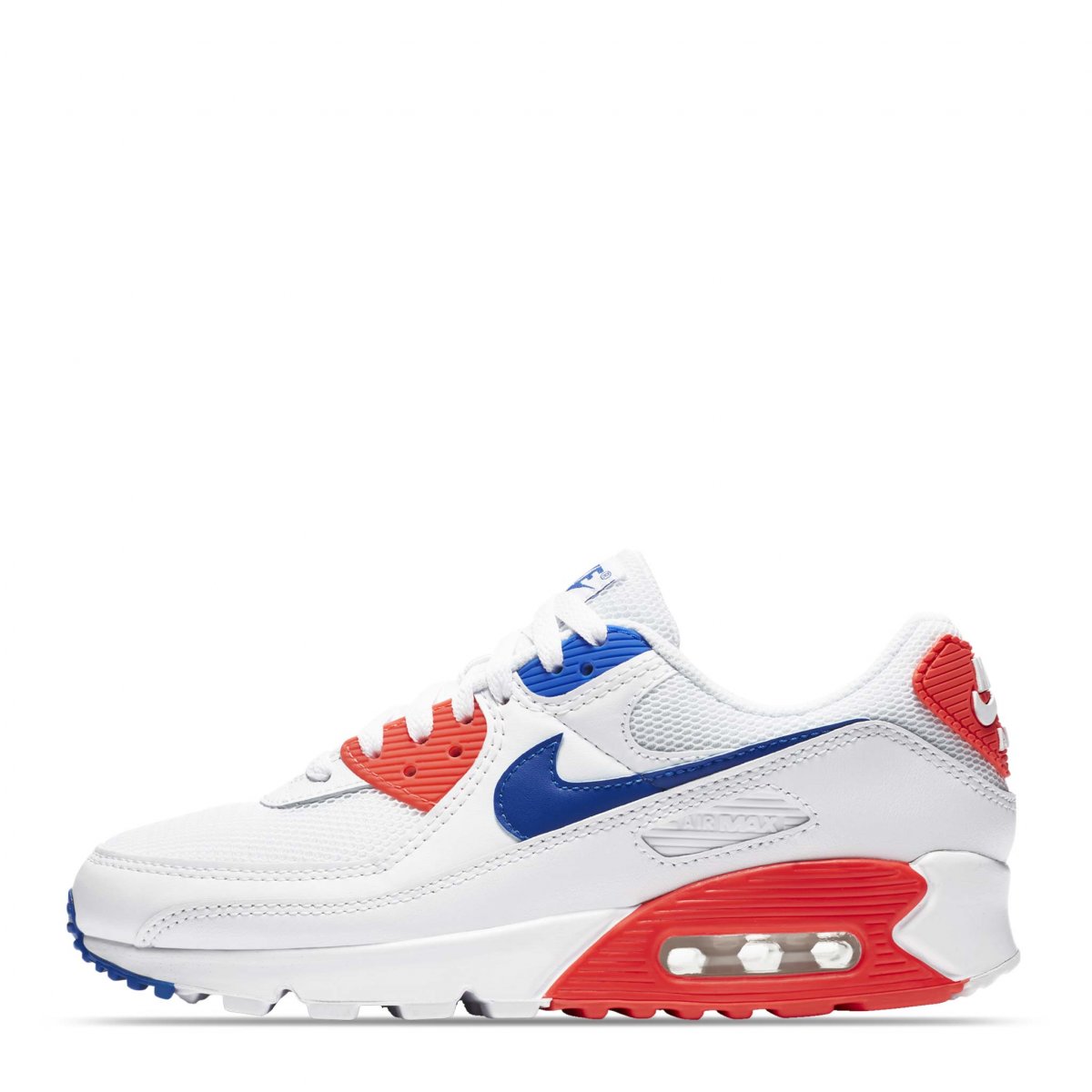 TENIS NIKE AIR MAX 90 BLANCO CON NARANJA Y AZUL (CT1039-100)