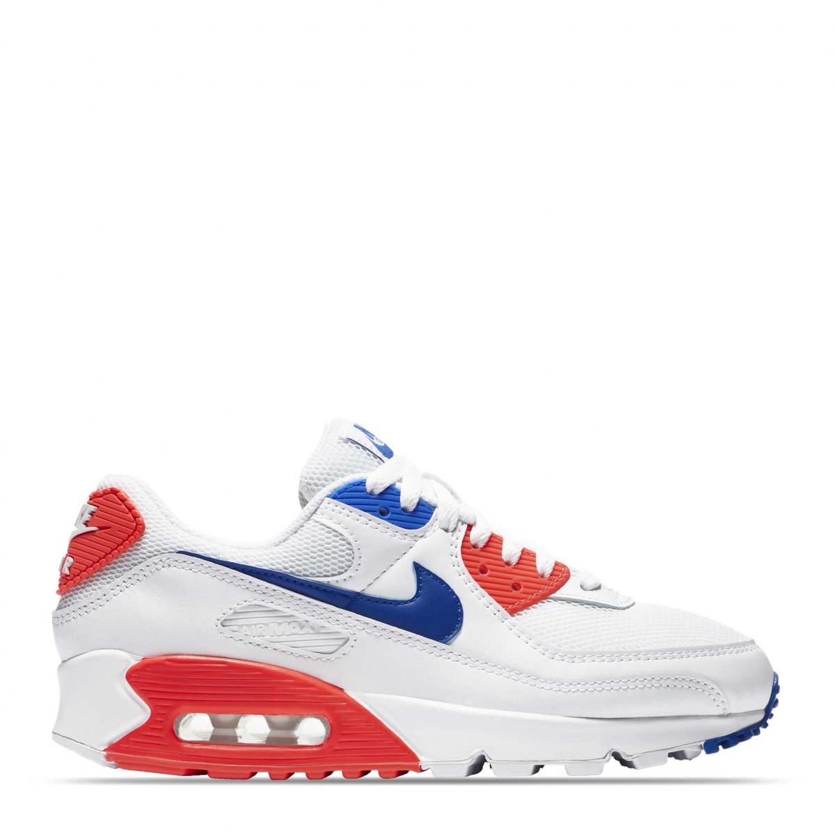 TENIS NIKE AIR MAX 90 BLANCO CON NARANJA Y AZUL (CT1039-100)