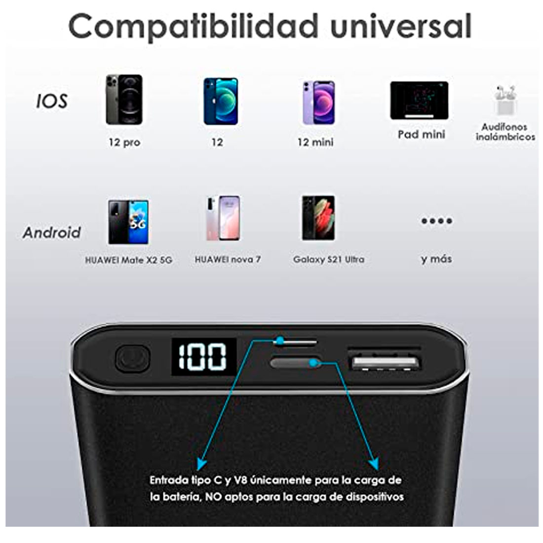 Batería Portátil 10000mAh Ultra Slim 1Hora