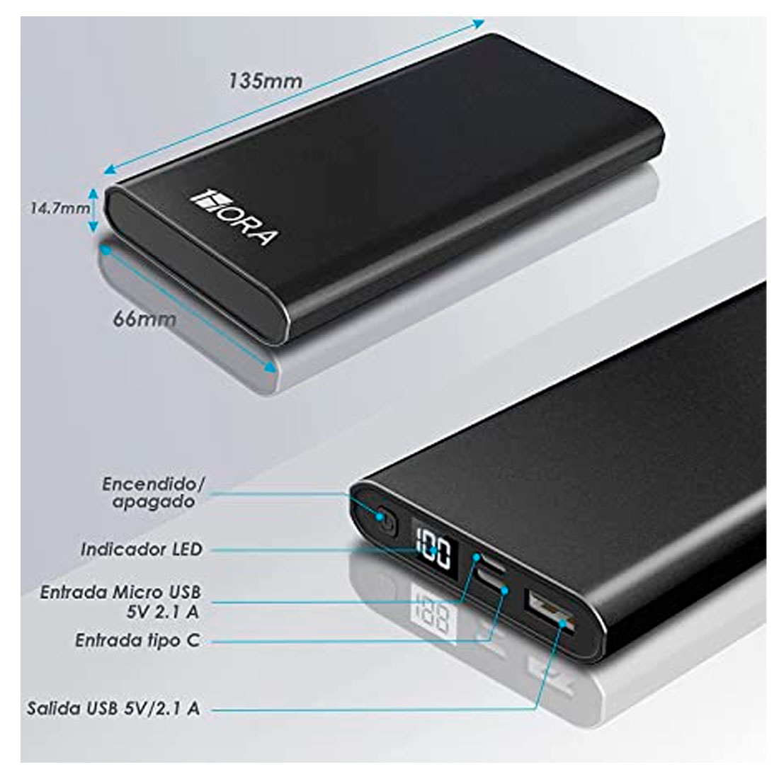 Batería Portátil 10000mAh Ultra Slim 1Hora