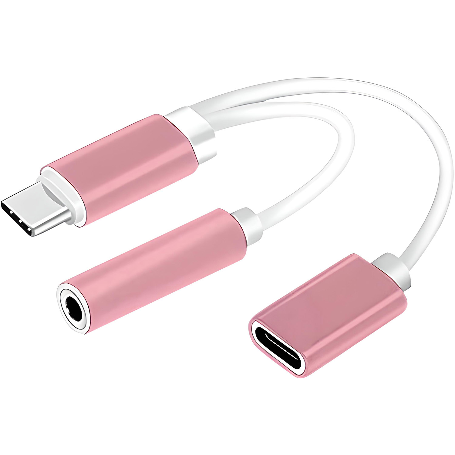 Adaptador de USB tipo C a Audífonos Auxiliar 3.5mm y Entrada tipo C Carga Bifurcada