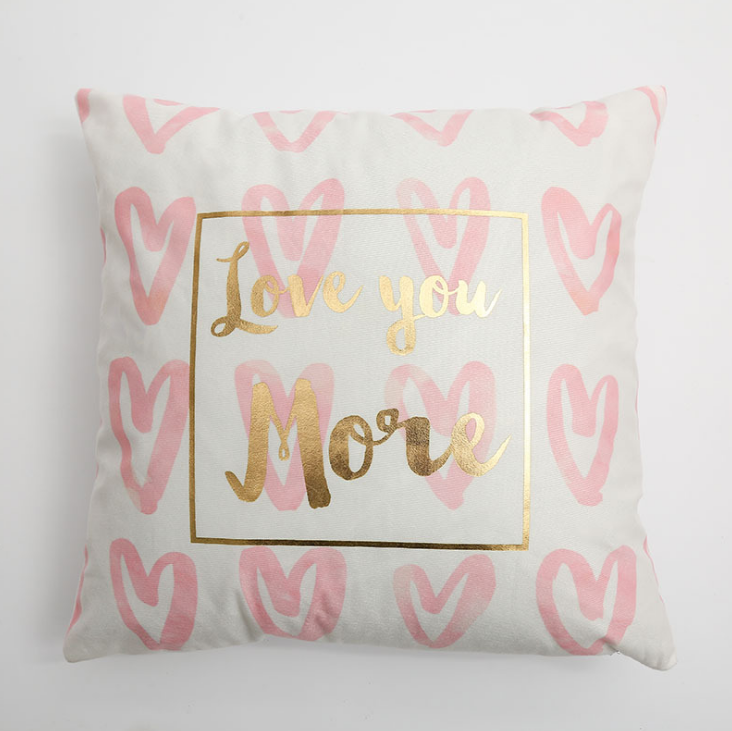 Juego 3 Fundas Cojines Decorativos Terciopelo Corazones Rosa