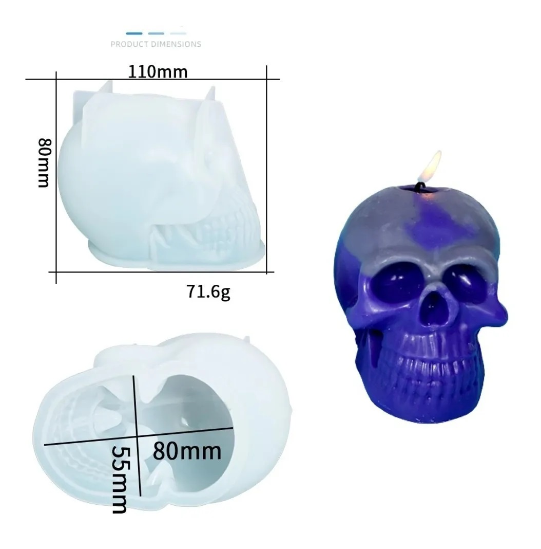 Molde Silicón Calavera Cráneo 3d Velas Resina Chocolate