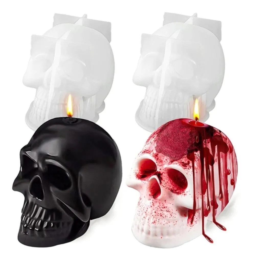 Molde Silicón Calavera Cráneo 3d Velas Resina Chocolate