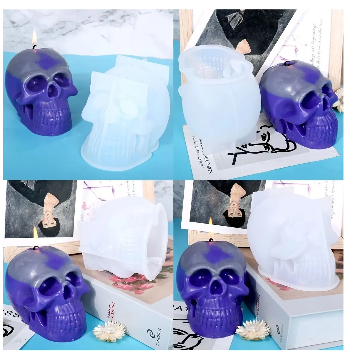 Molde Silicón Calavera Cráneo 3d Velas Resina Chocolate