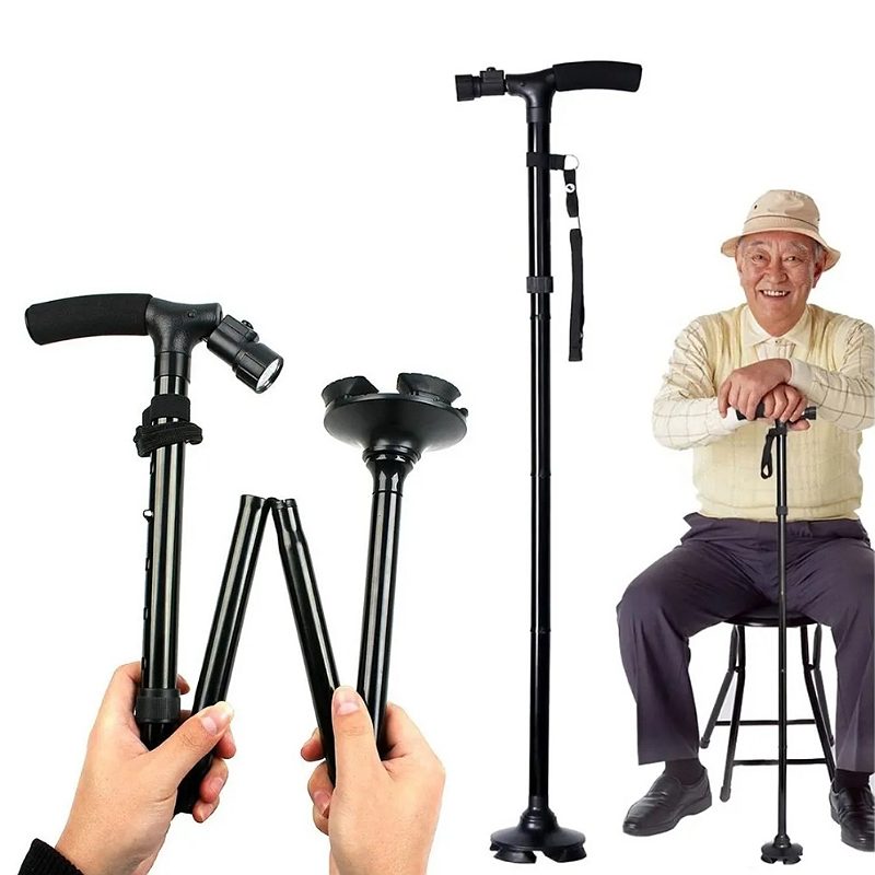 Bastones Plegables Con 6 Luces Led Y 4 Puntos De Soporte