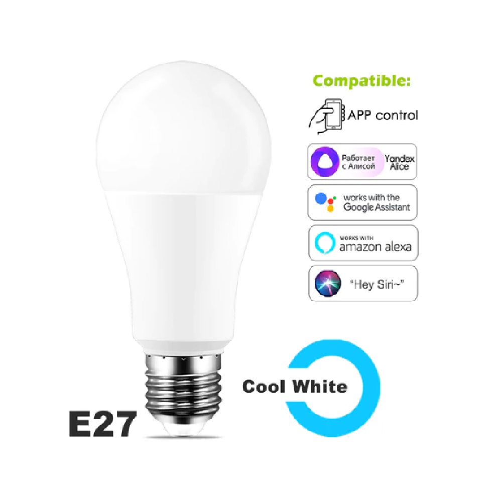 Bombilla inteligente luz blanco led WiFi foco asistente Google Home Alexa Siri Control por voz cel