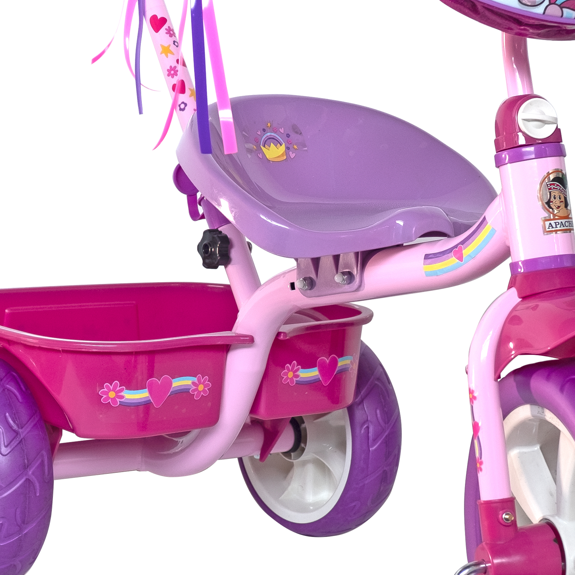 Triciclo Apache Lovely Princess con Barra Empuje y Bolsa