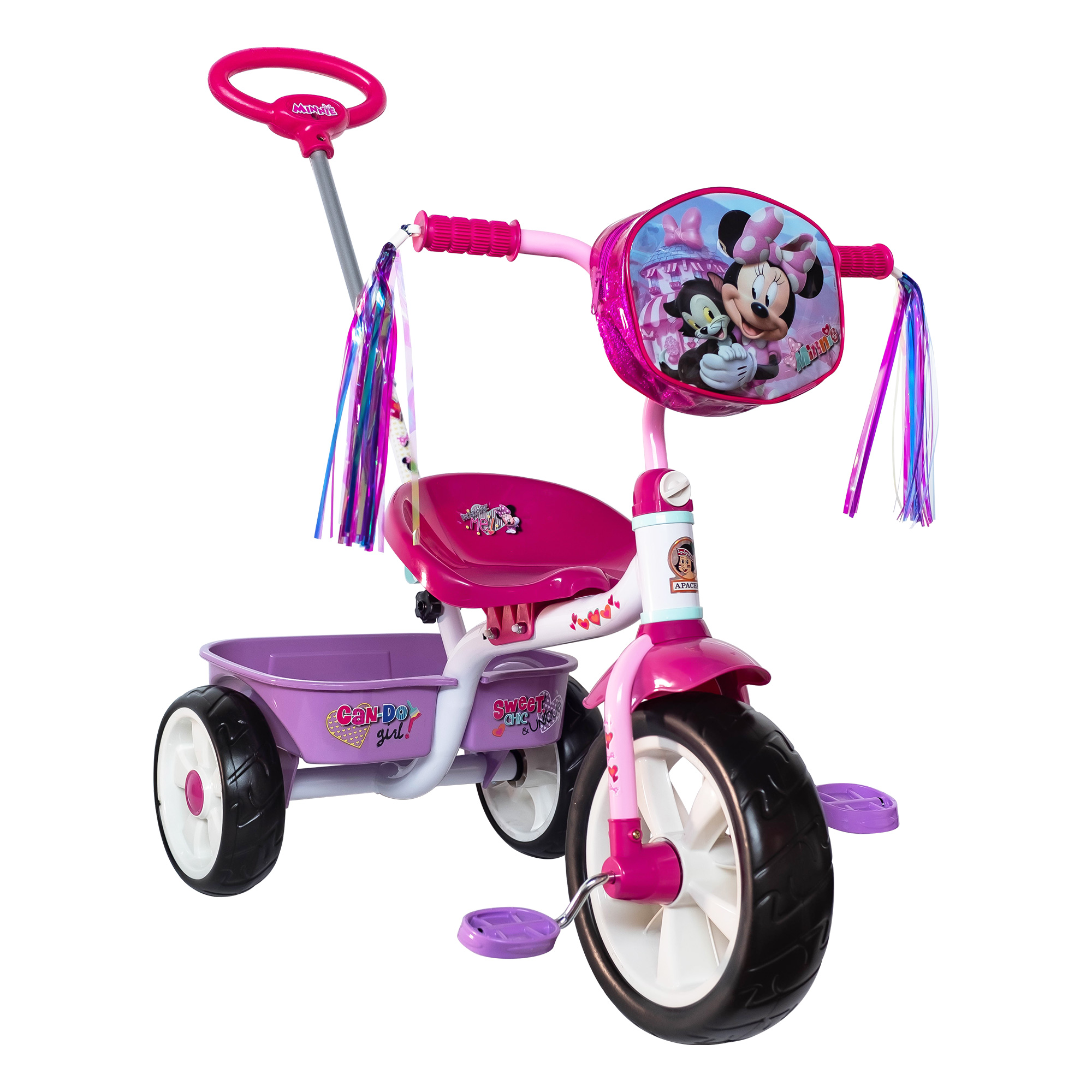  Triciclo Apache Minnie Cajuela Barra Empuje y Bolsa