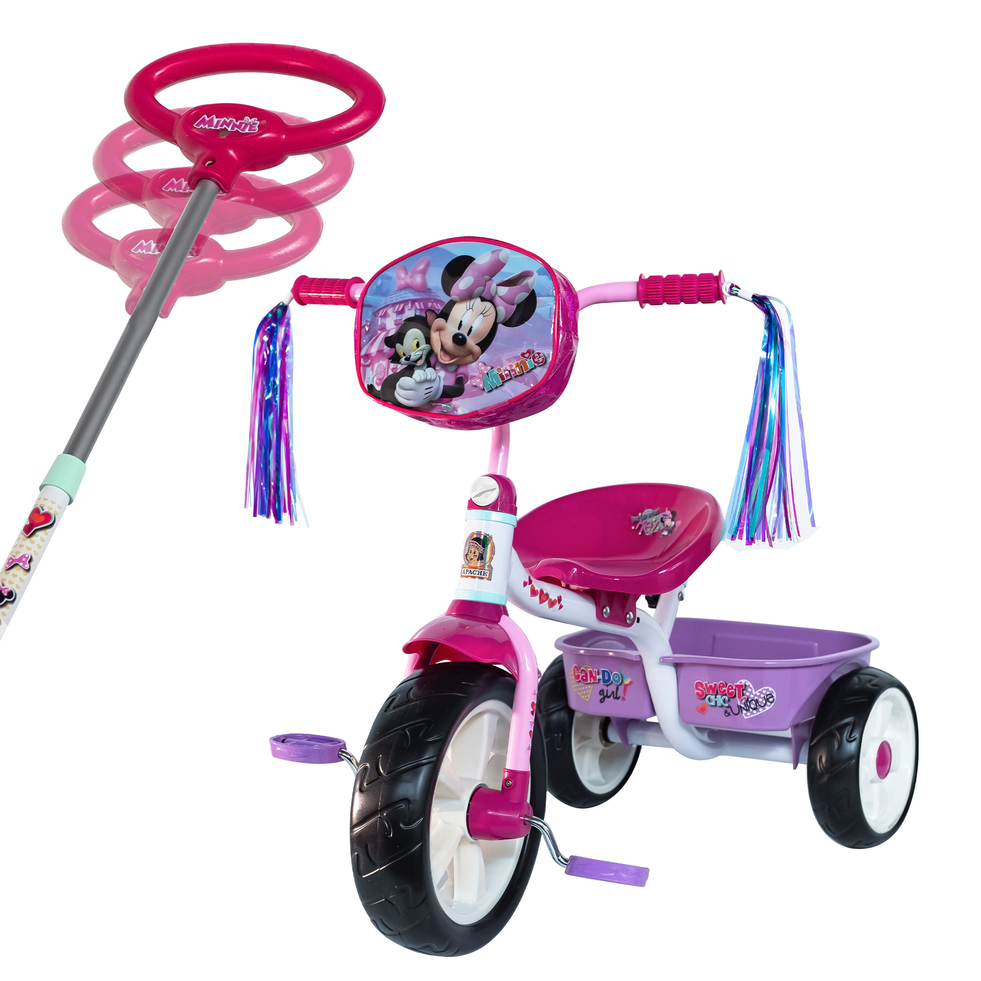  Triciclo Apache Minnie Cajuela Barra Empuje y Bolsa