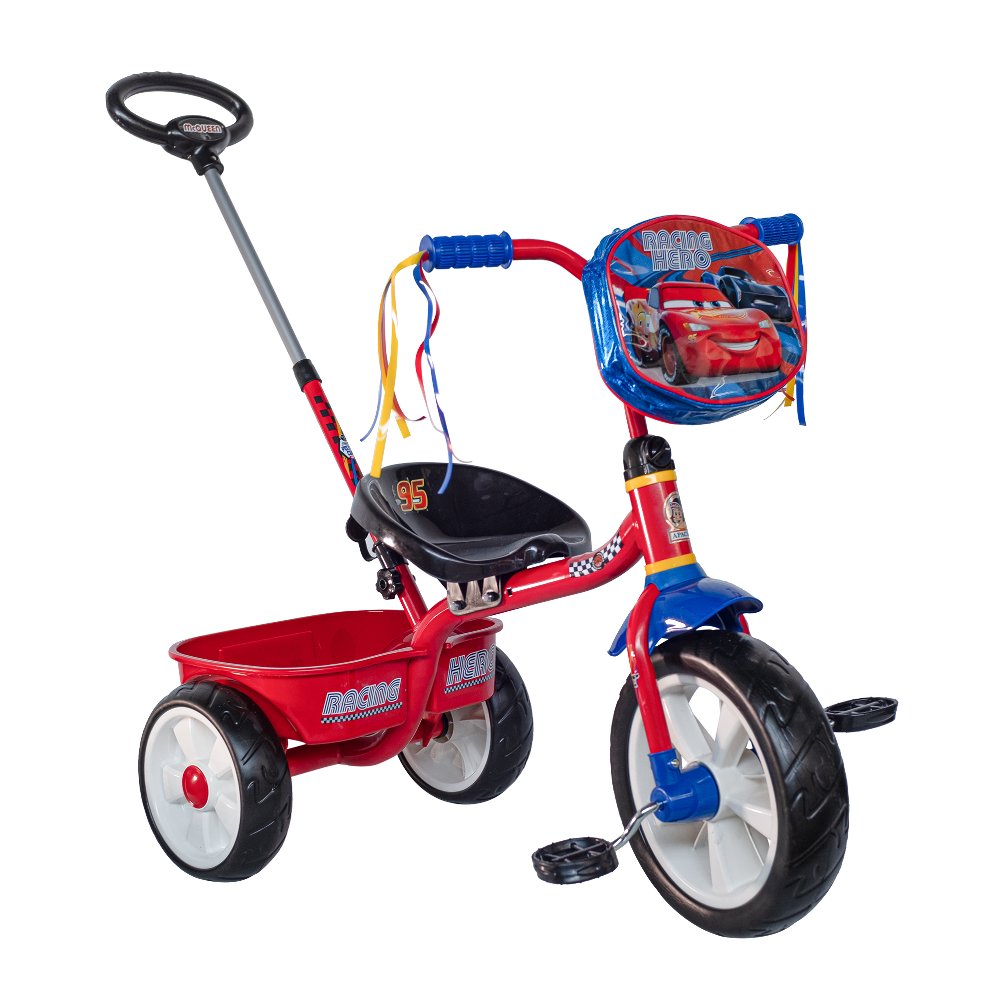 Triciclo Apache Cars Cajuela Barra Empuje y Bolsa