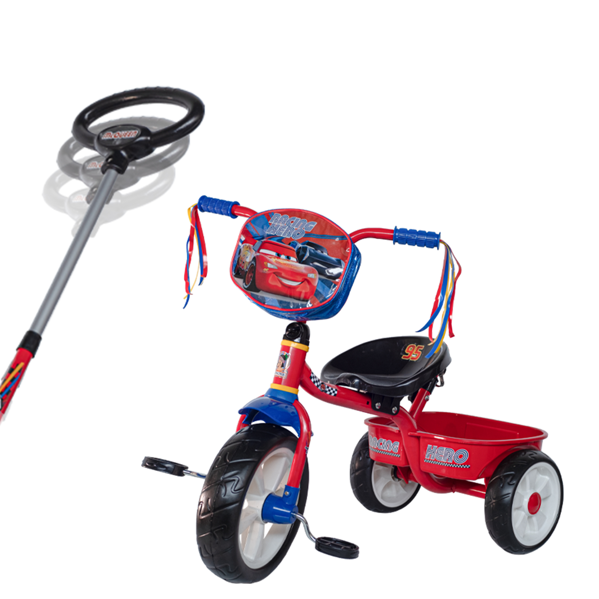 Triciclo Apache Cars Cajuela Barra Empuje y Bolsa