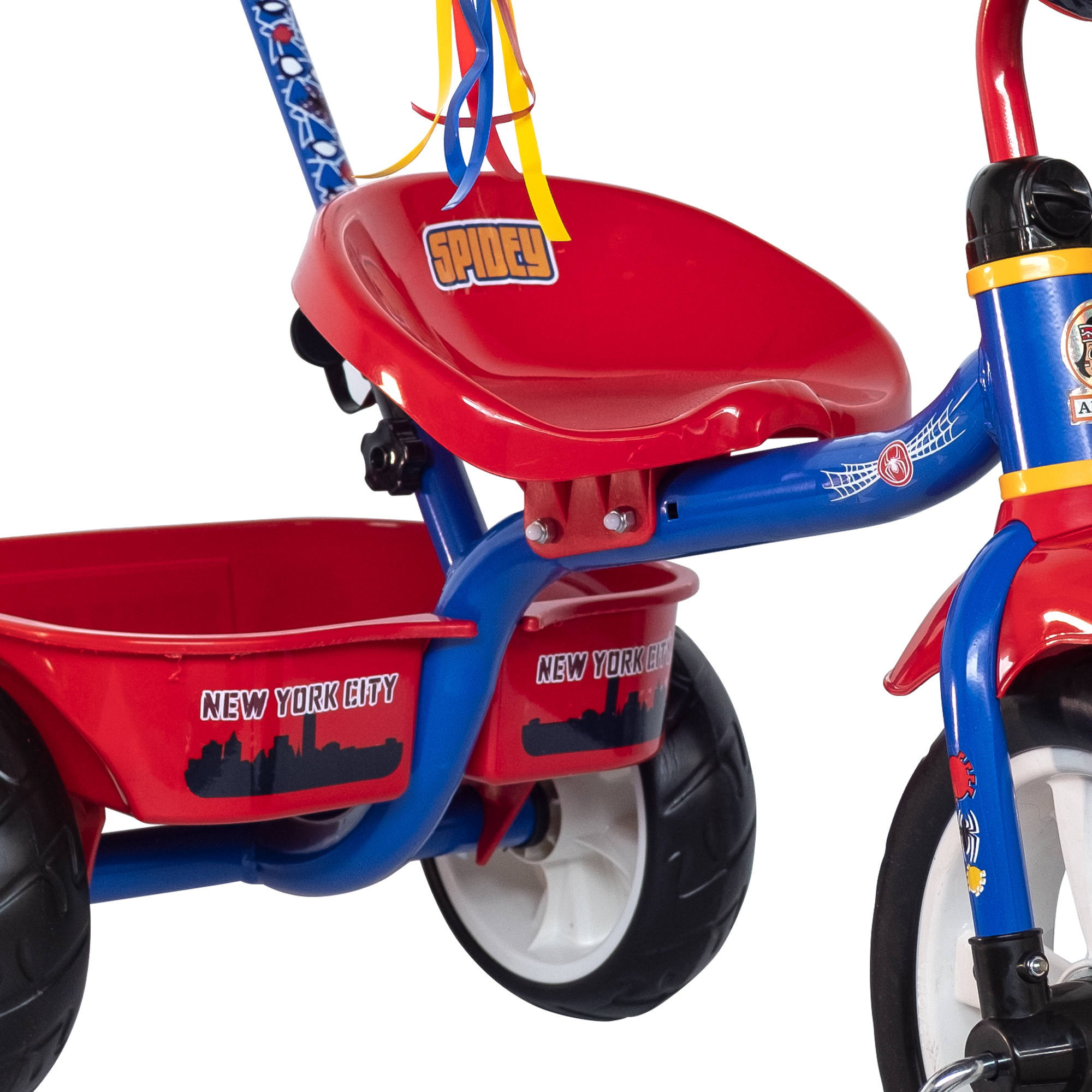 Triciclo Apache Spiderman Cajuela Barra Empuje y Bolsa