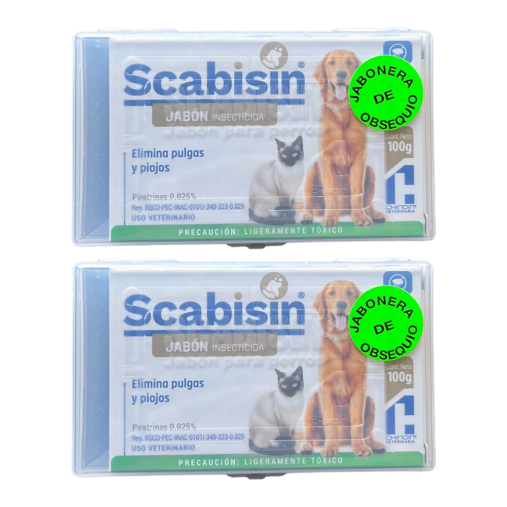 Pack 2 Scabisin Jabón Insecticida Pulgas Y Piojos 100g