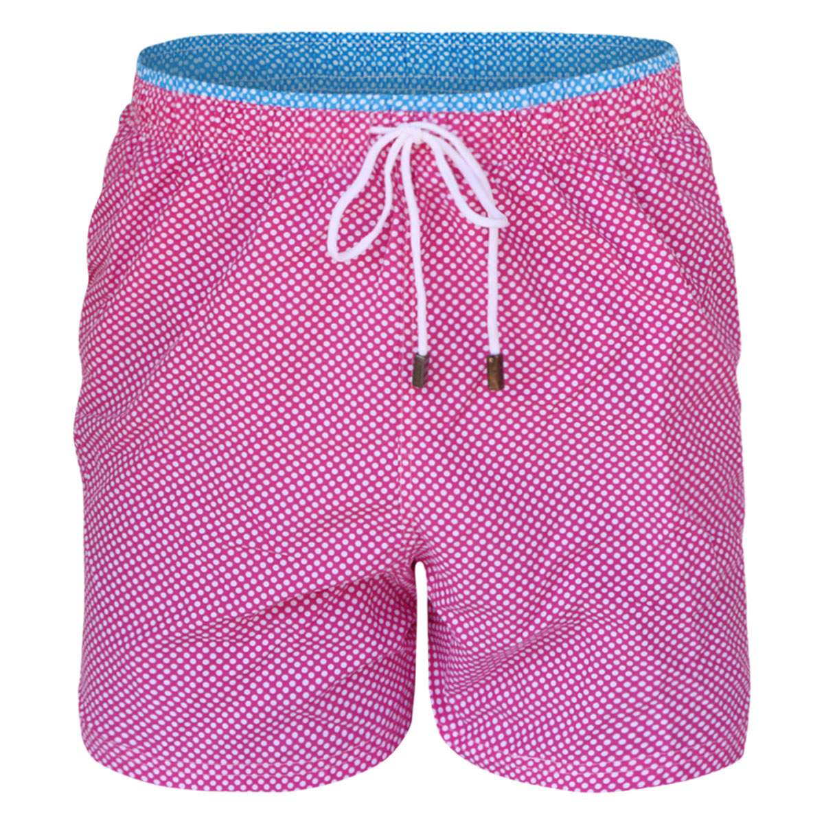 Traje de Baño Premium para Niño fondo Rosa y Puntos Blancos 