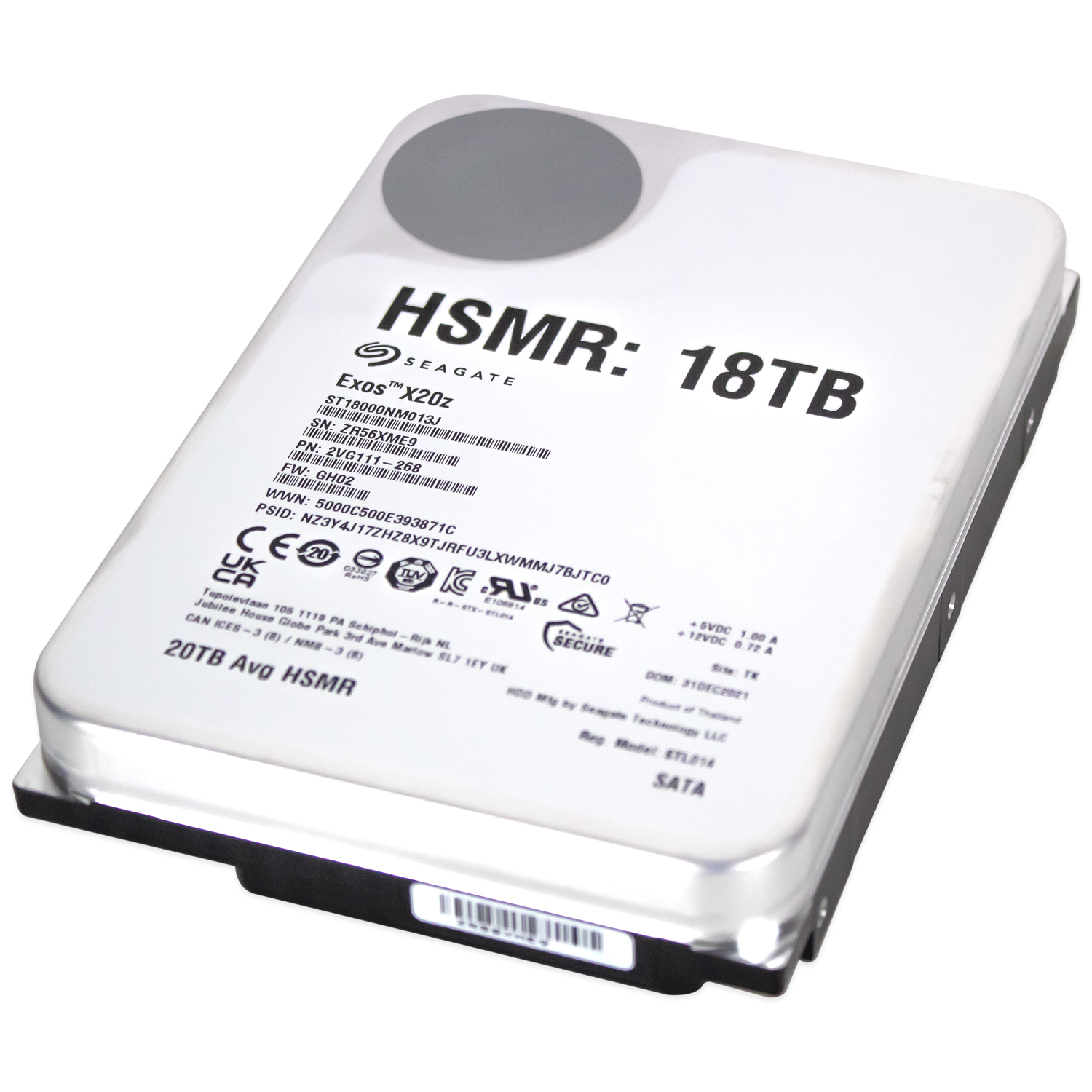 Disco Duro Interno 18TB SEAGATE EXOS X20Z SATA 7200RPM ST18000NM013J
