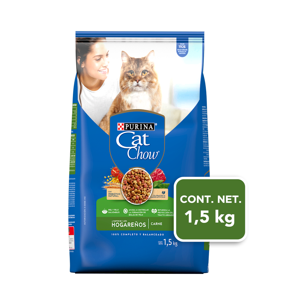 Cat Chow Defense Plus Hogareños Alimento Seco Para Gatos Adultos Sabor Carne, Bulto De 1.5Kg