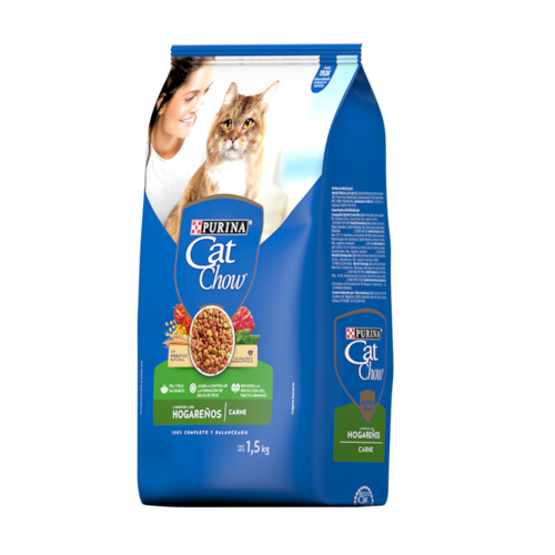 Cat Chow Defense Plus Hogareños Alimento seco para gatos adultos sabor carne, bulto de 1.5kg