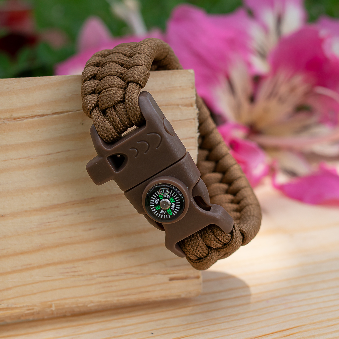 Pulsera  Para Caballero Supervivencia Tejida a mano  en Paracord Nudo de Escalera Broche de Brújula, REGALO EXTRA UN 2 X 1