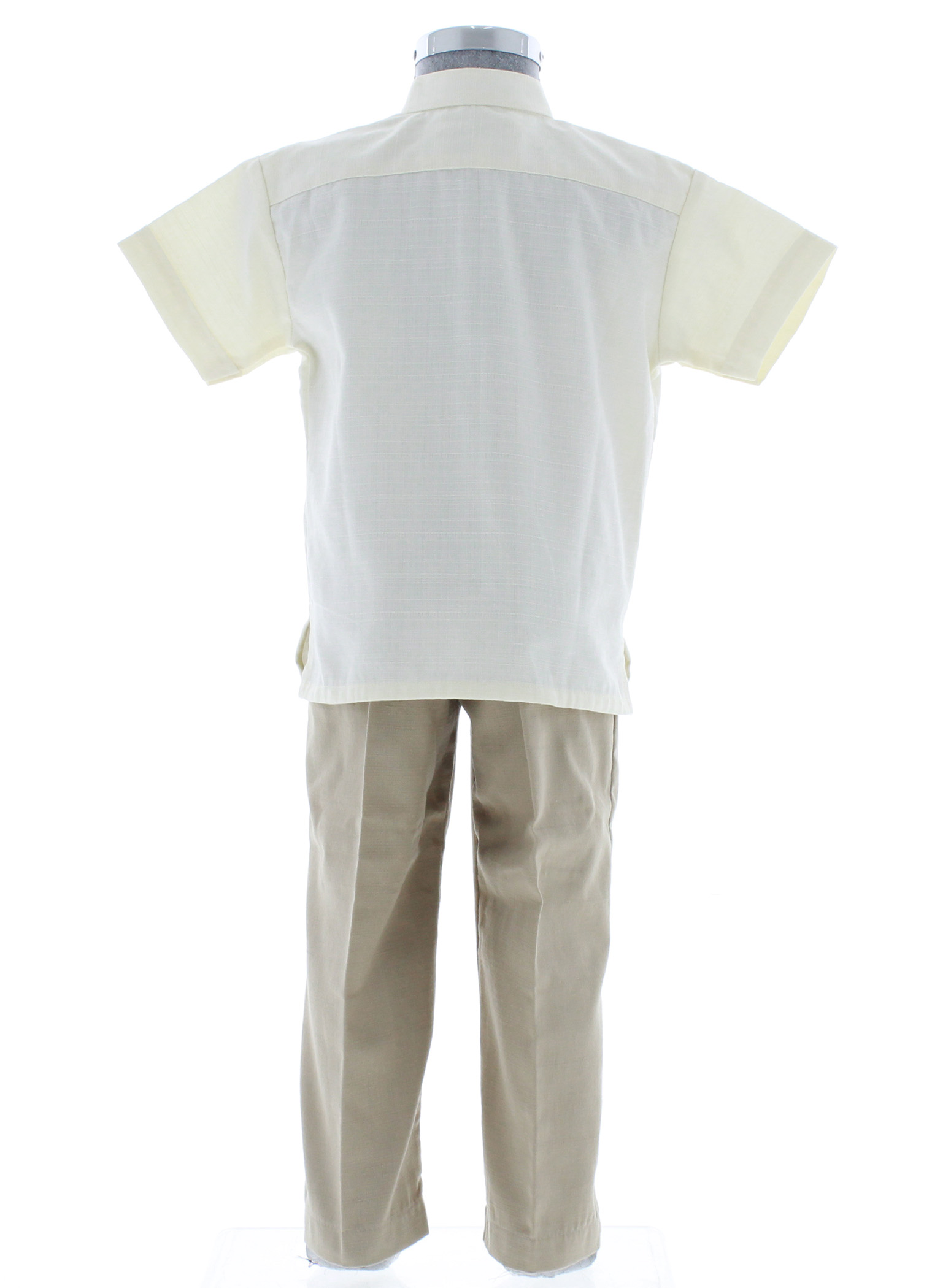 Conjunto de Guayabera Bordada de Lino color Hueso 1 a 7 años.