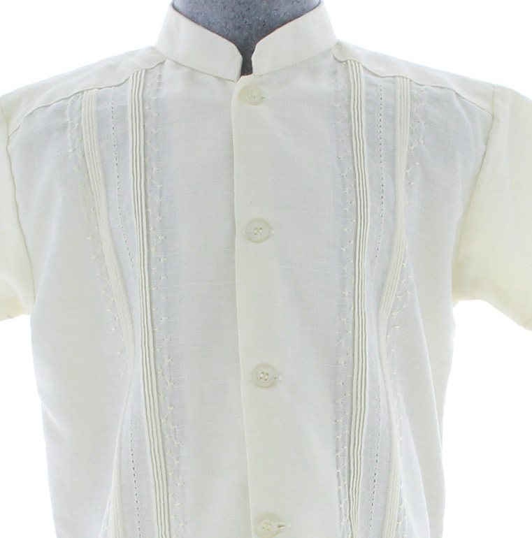 Conjunto de Guayabera Bordada de Lino color Hueso 1 a 7 años.