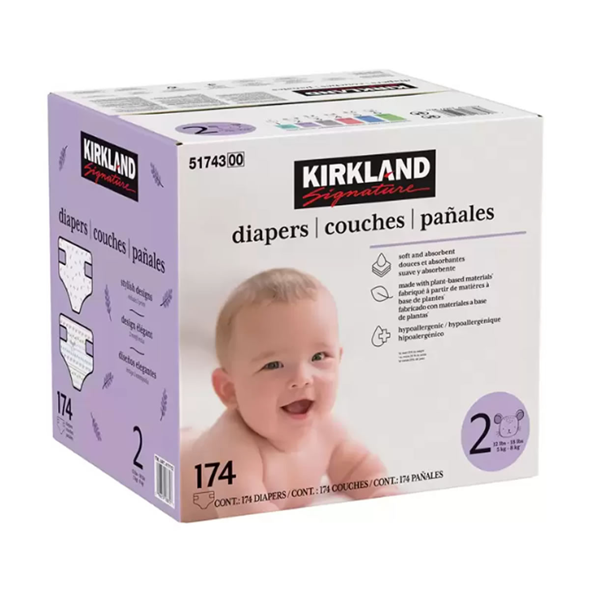 Pañales Unisex Etapa 2, Kirkland Signature, 174 piezas