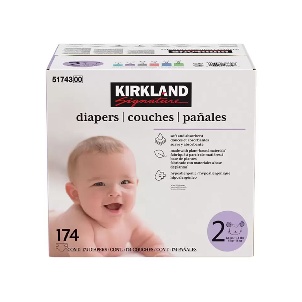 Pañales Unisex Etapa 2, Kirkland Signature, 174 piezas