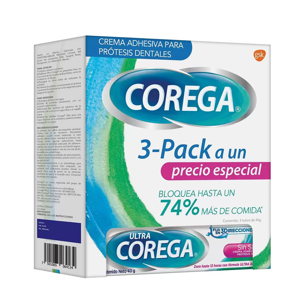 Crema Adhesiva Para Prótesis Dentales Ultra Corega 639943 3 Piezas CST