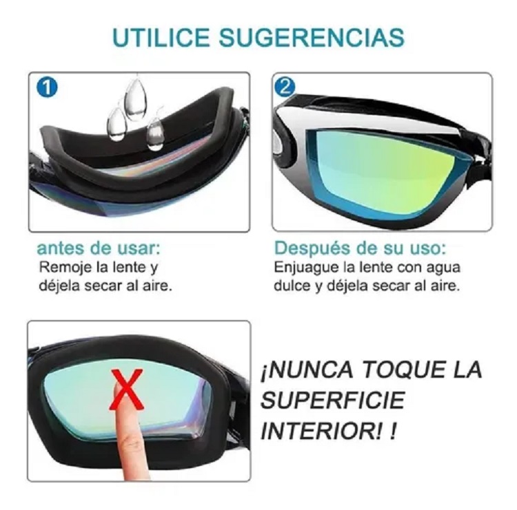 Gogles Gafas Para Natacion Con Clip Nariz Tapones Antiempaño Uv Negro
