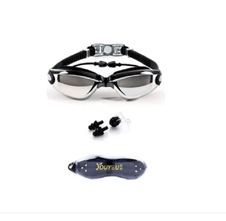 Gogles Gafas Para Natacion Con Clip Nariz Tapones Antiempaño Uv Negro