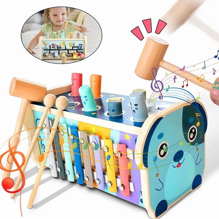 Juguete Didáctico Carrito De Perro Con Música Y Martillo