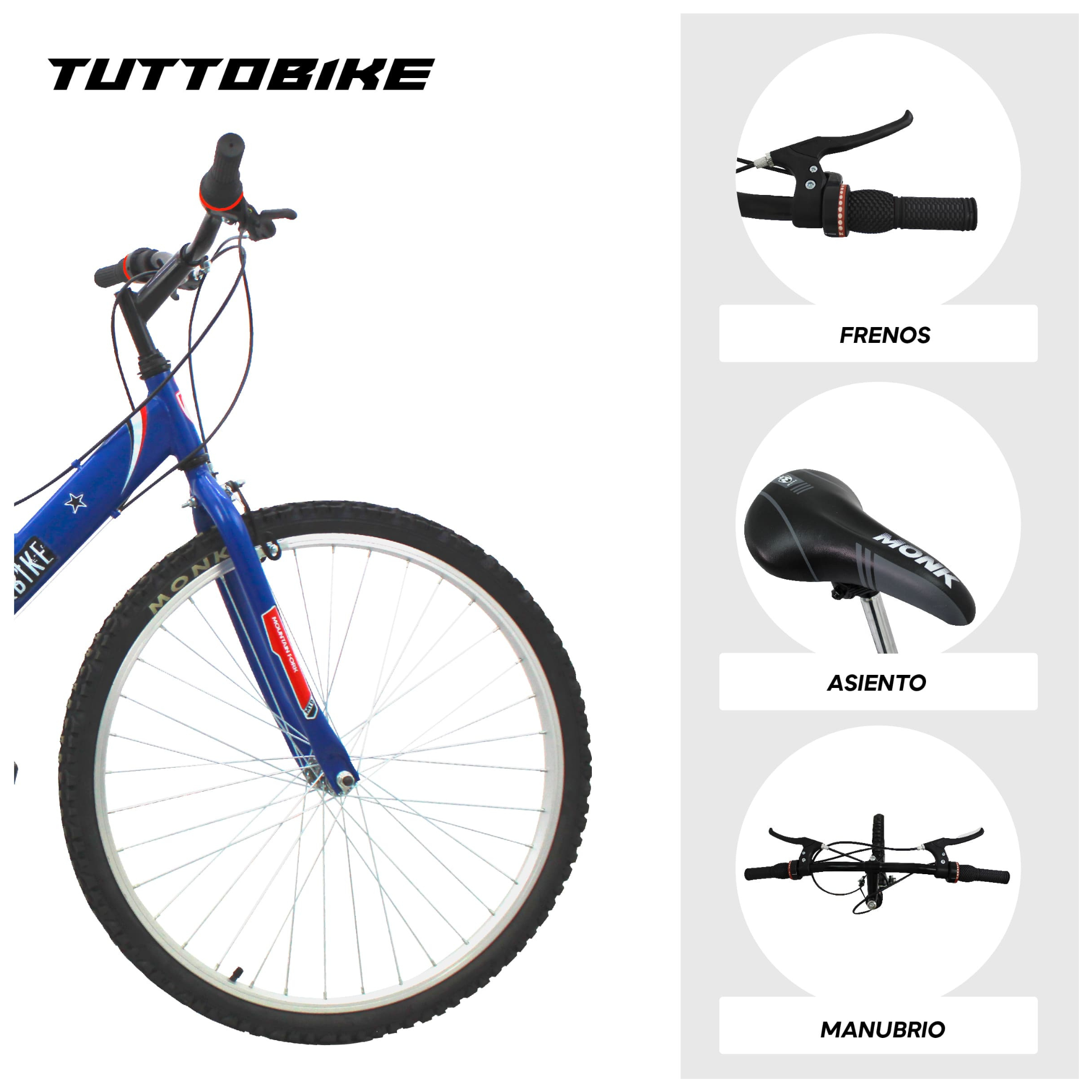 Bicicleta Montaña Rodada 26 18 Velocidades Monk StarBike Azul