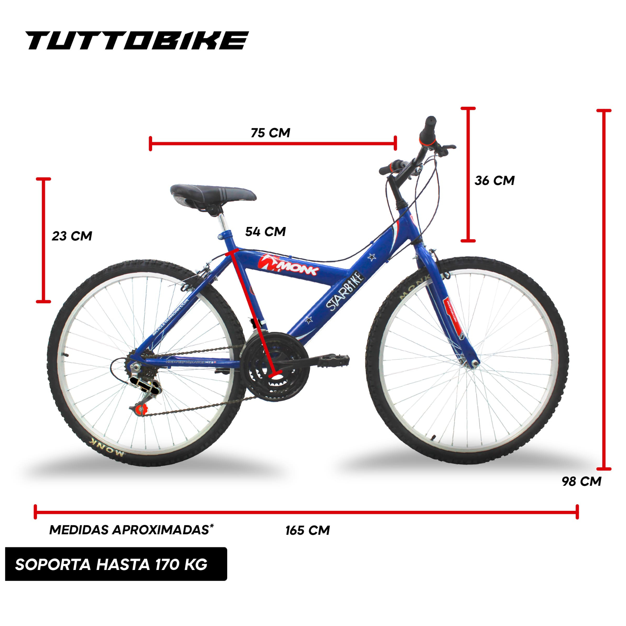 Bicicleta Monta a Rodada 26 18 Velocidades Monk StarBike Azul