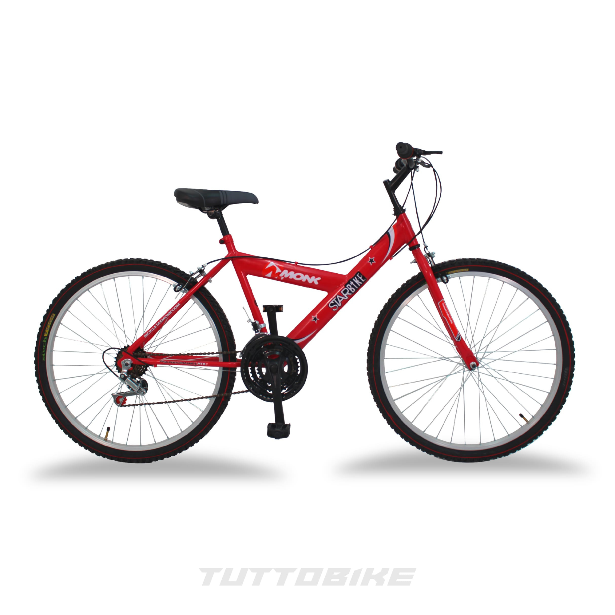 Bicicleta Montaña Rodada 26 18 Velocidades Monk StarBike  Roja