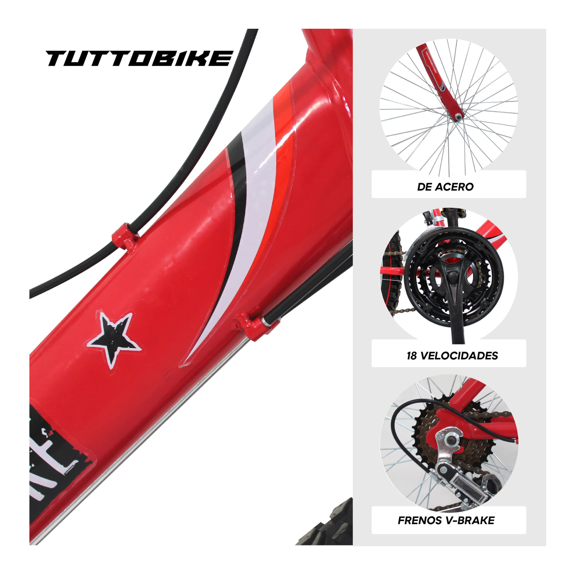 Bicicleta Montaña Rodada 26 18 Velocidades Monk StarBike  Roja