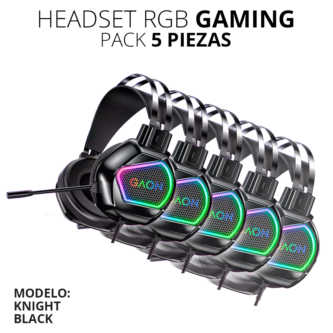 Audifonos Headsets Gamer Diadema Con Microfono Led Rgb Gaon Pack 5 Piezas