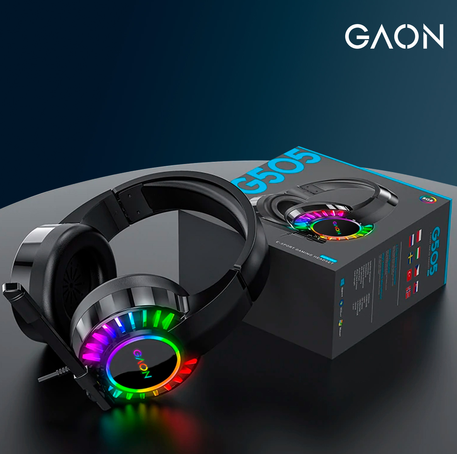 Audifonos Headsets Gamer Diadema Con Microfono Led Rgb Gaon Pack 5 Piezas