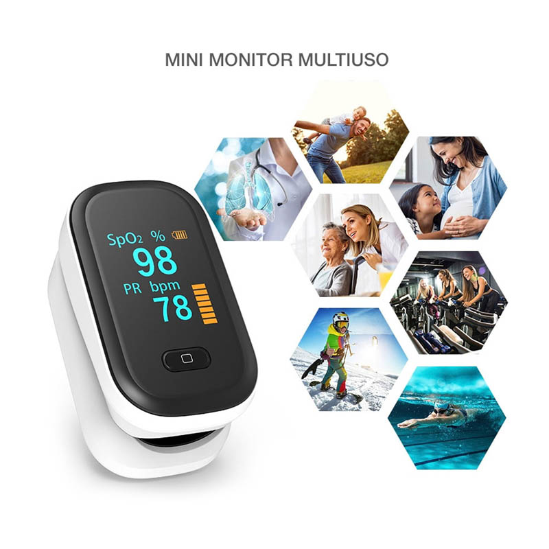 Oximetro Adulto Alarma Signos Vitales Pulso Dedo Uso Profesional Blanco Oled Negro