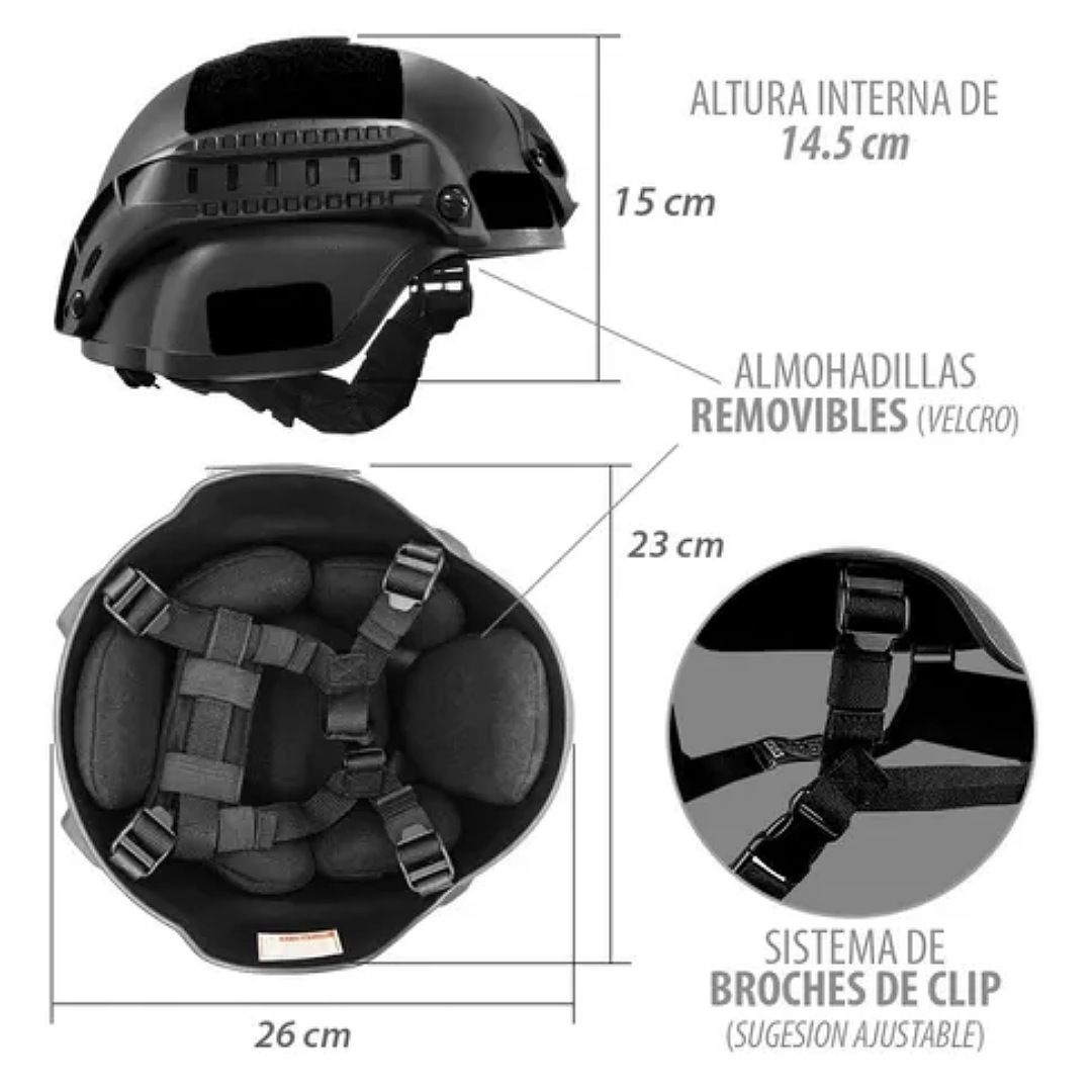 Casco Tactico Militar Gotcha Paintball Moto Bicicleta