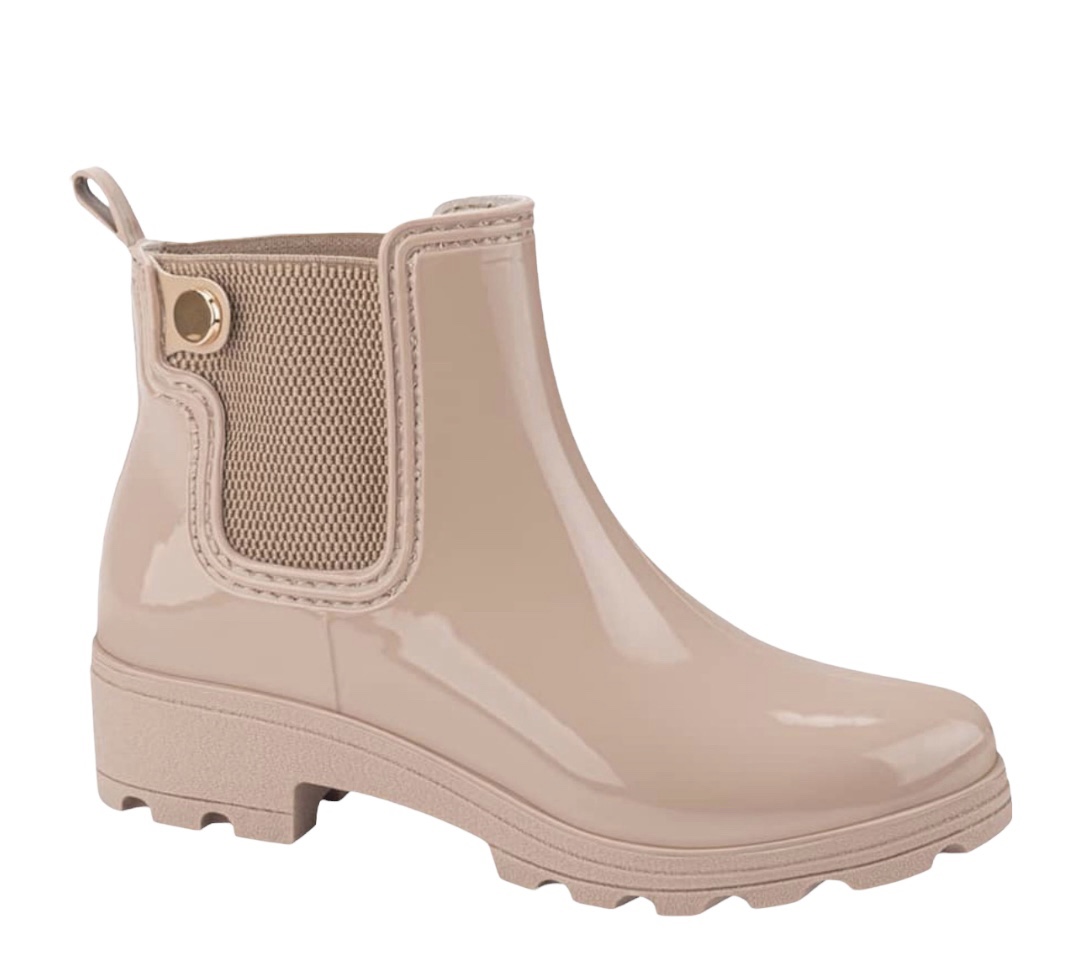Bota Corta De Lluvia Con Resorte Y Boton Pink By Price Shoes