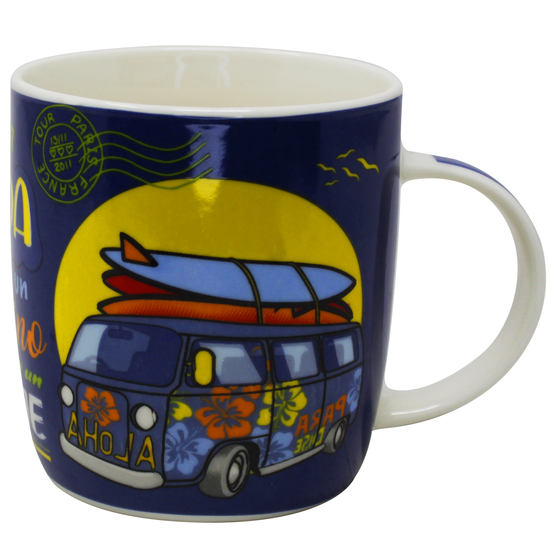 Taza Diseños Combi 70´s Con Frases Porcelana