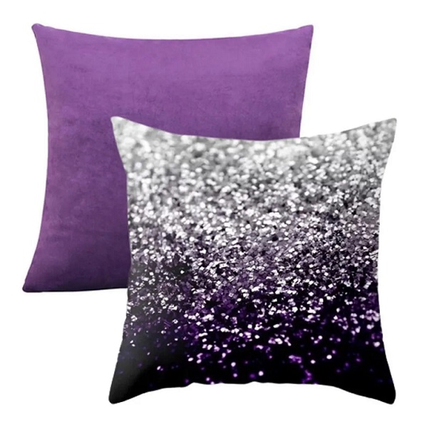 Juego 2 Fundas Para Cojín Decorativo Terciopelo Sin Glitter Morado