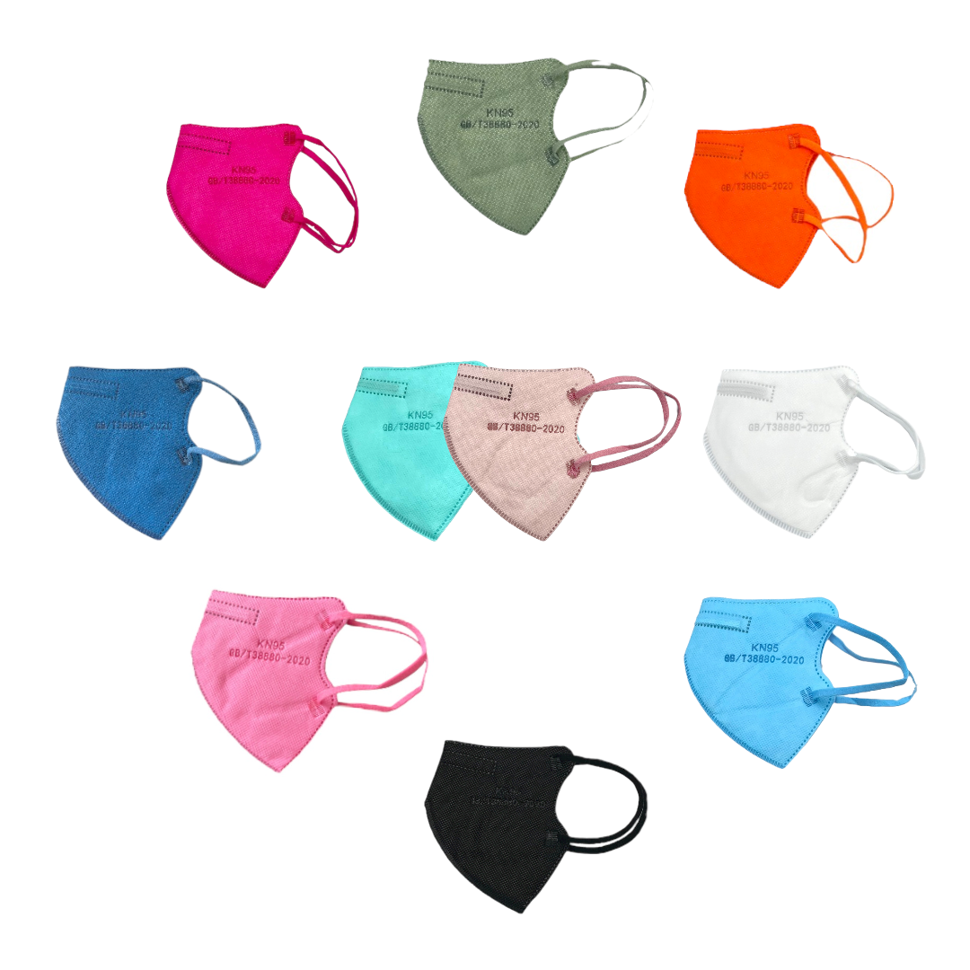 Ouldoeny Cubrebocas Kn95 Colores Lisos Infantil Niños Sin Válvula (Paq 10 Pz)