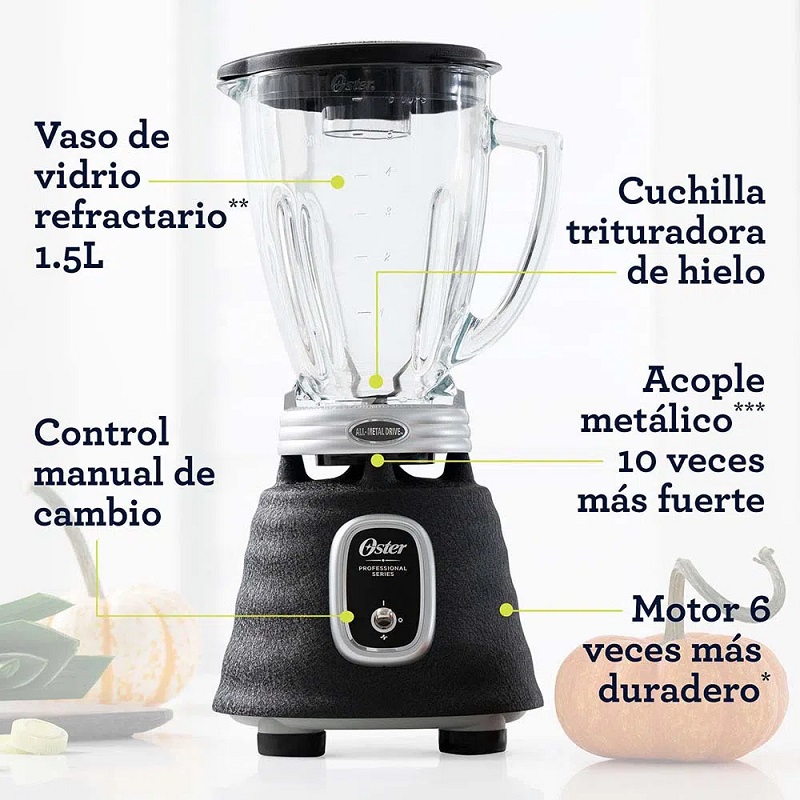Licuadora Oster BLSTBPST L negra con vaso de vidrio 120V
