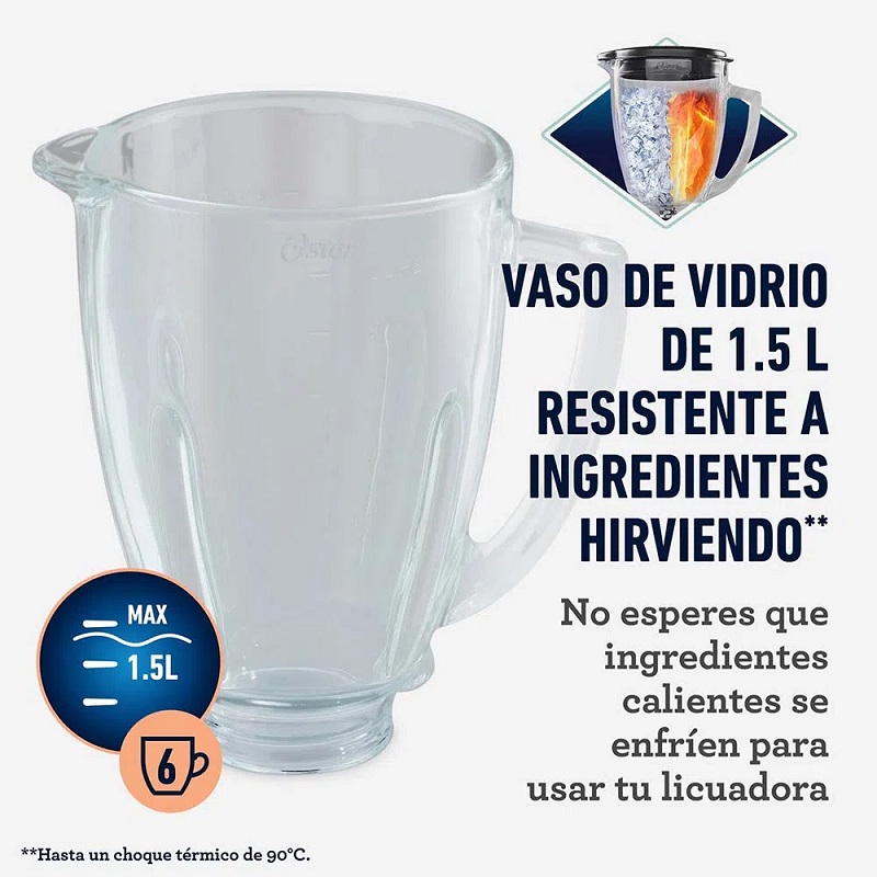 Licuadora Oster BLSTBPST 1.5 L negra con vaso de vidrio 120V