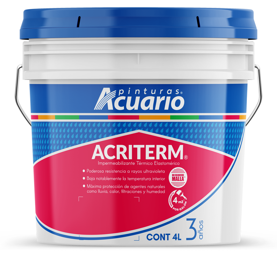 Impermeabilizante Acriterm Acuario 3 Años 4 Litros Blanco IM76040