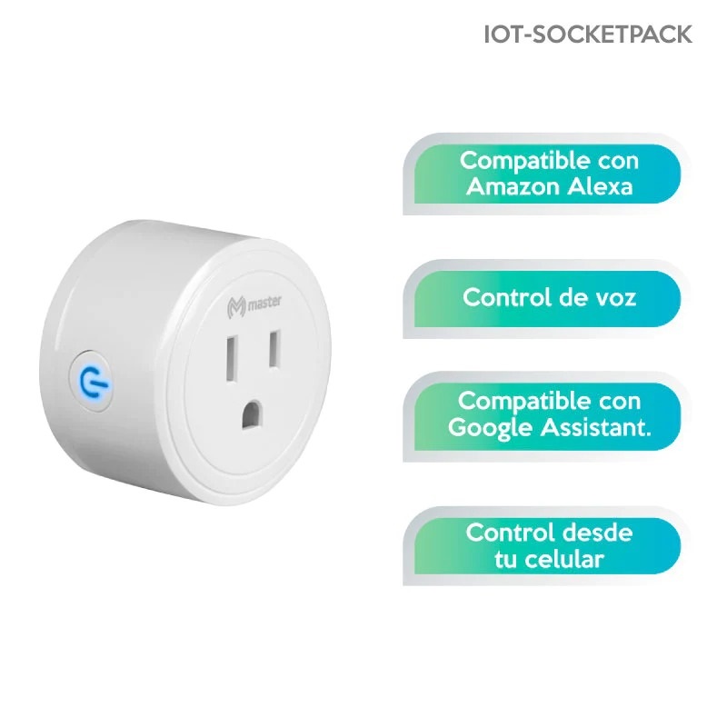 Juego de 2 Sockets Inteligentes para Prender y Apagar Aparatos Electricos desde tu Celular con App / Master / IOT-SOCKET2